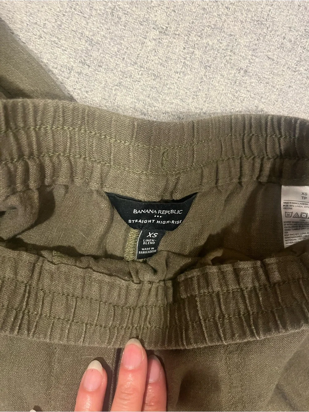Banana Republic olive Green Linen Blend Women's Drawstring Trousers XS